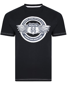KAM Route 66 Print T-Shirt Black